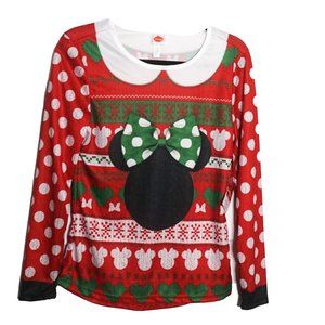 Disney Minnie Mouse Faux Ugly Christmas Sweater Tee Shirt